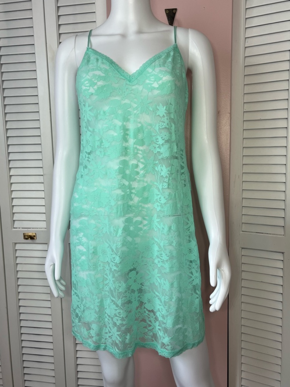 Victoria's Secret Mint Green Lace Chemise